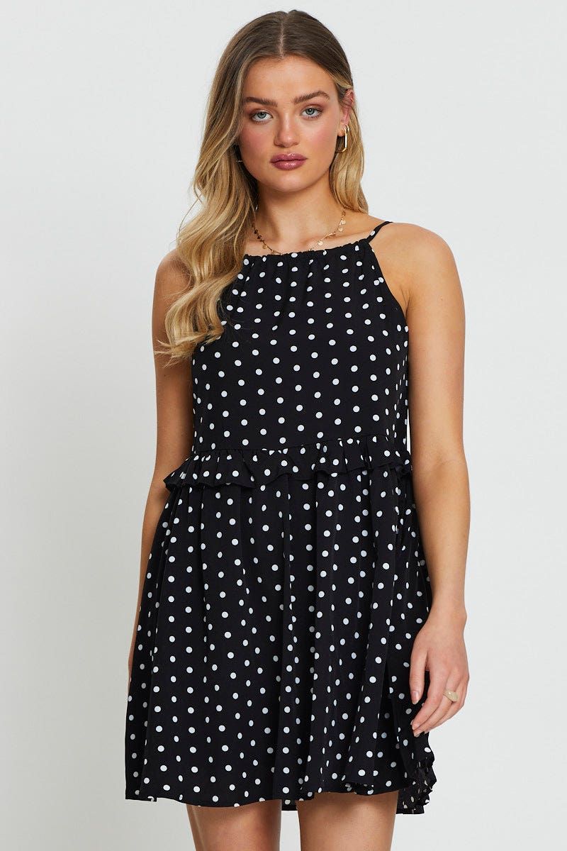 Polka Dot Mini Dress Sleeveless sold by Ally Fashion