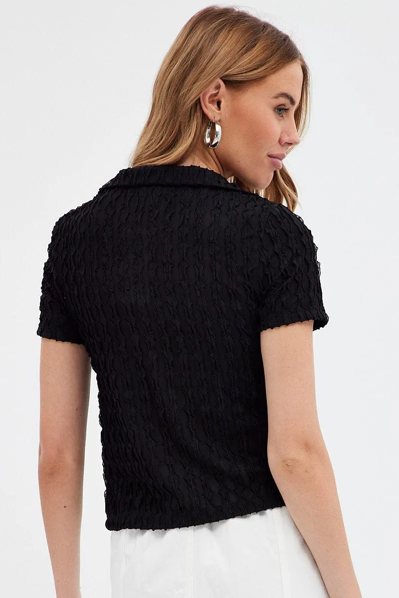 Black Tie Front Shirts Short Sleeve sold by Ally Fashion product image thumbnail 5