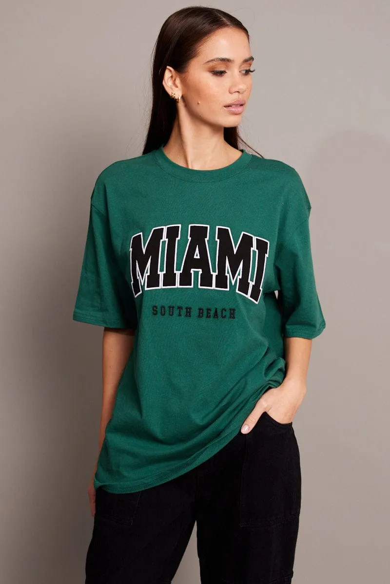 Green Graphic Tee Short Sleeve sold by Ally Fashion product image thumbnail 3