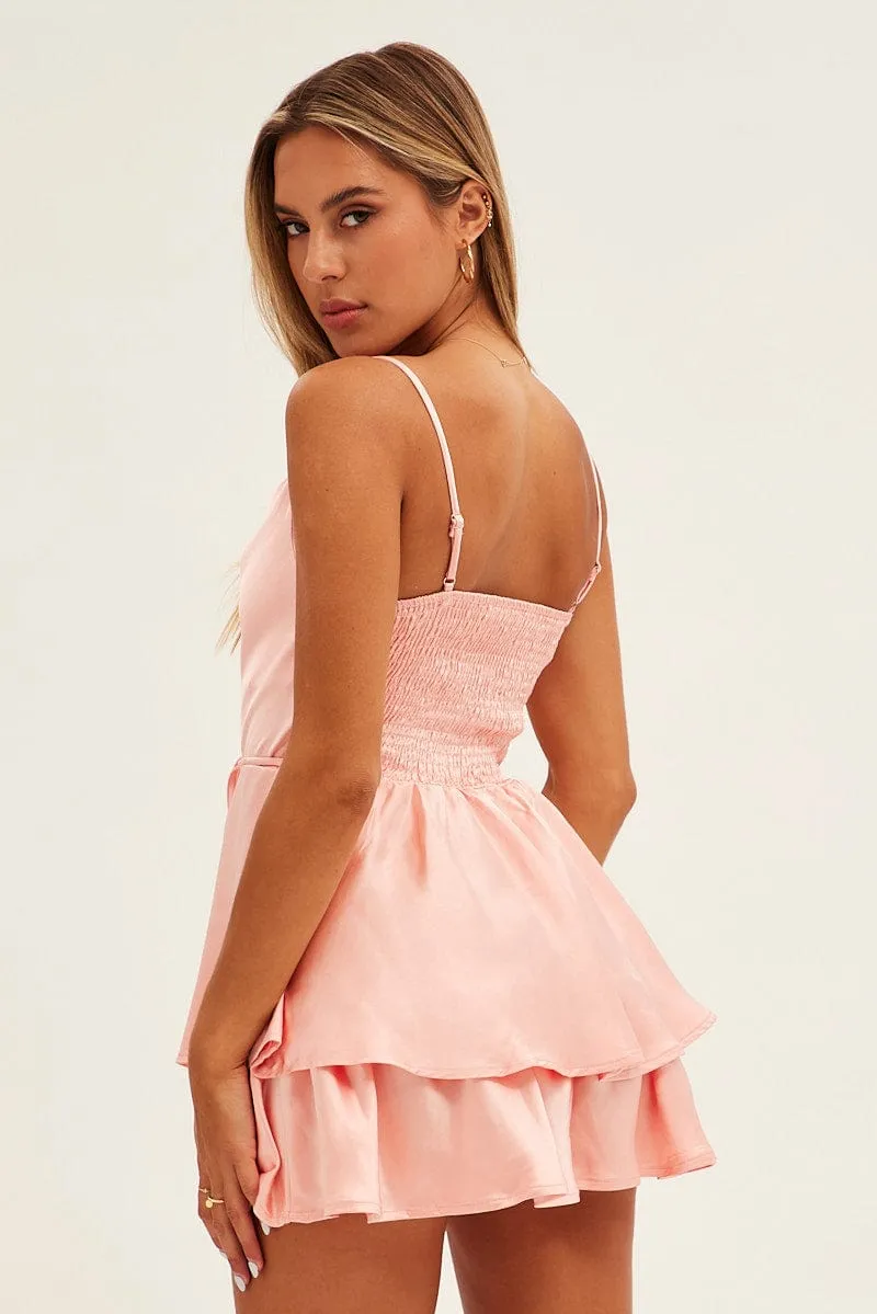 Pink Satin Playsuit Sleeveless Cowl Neck sold by Ally Fashion product image thumbnail 5