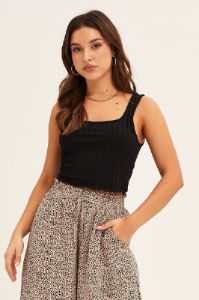 Black Crop Tank Top Scoop Neck sold by Ally Fashion