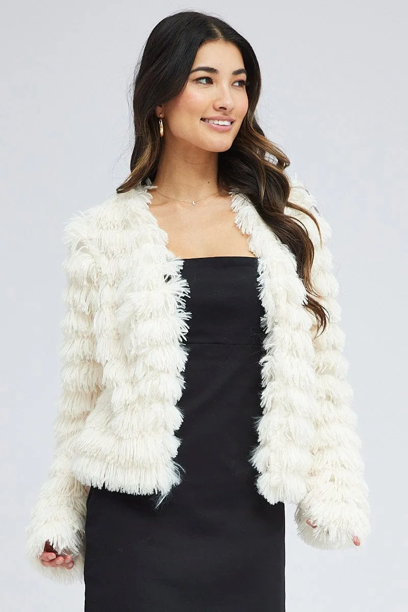 White Shag Faux Fur Jacket sold by Ally Fashion product image thumbnail 3