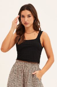 Black Crop Tank Top Scoop Neck sold by Ally Fashion