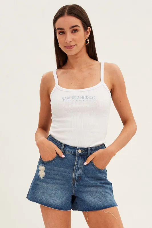 White Graphic Tank San Francisco Sleeveless Crop sold by Ally Fashion