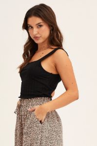 Black Crop Tank Top Scoop Neck sold by Ally Fashion