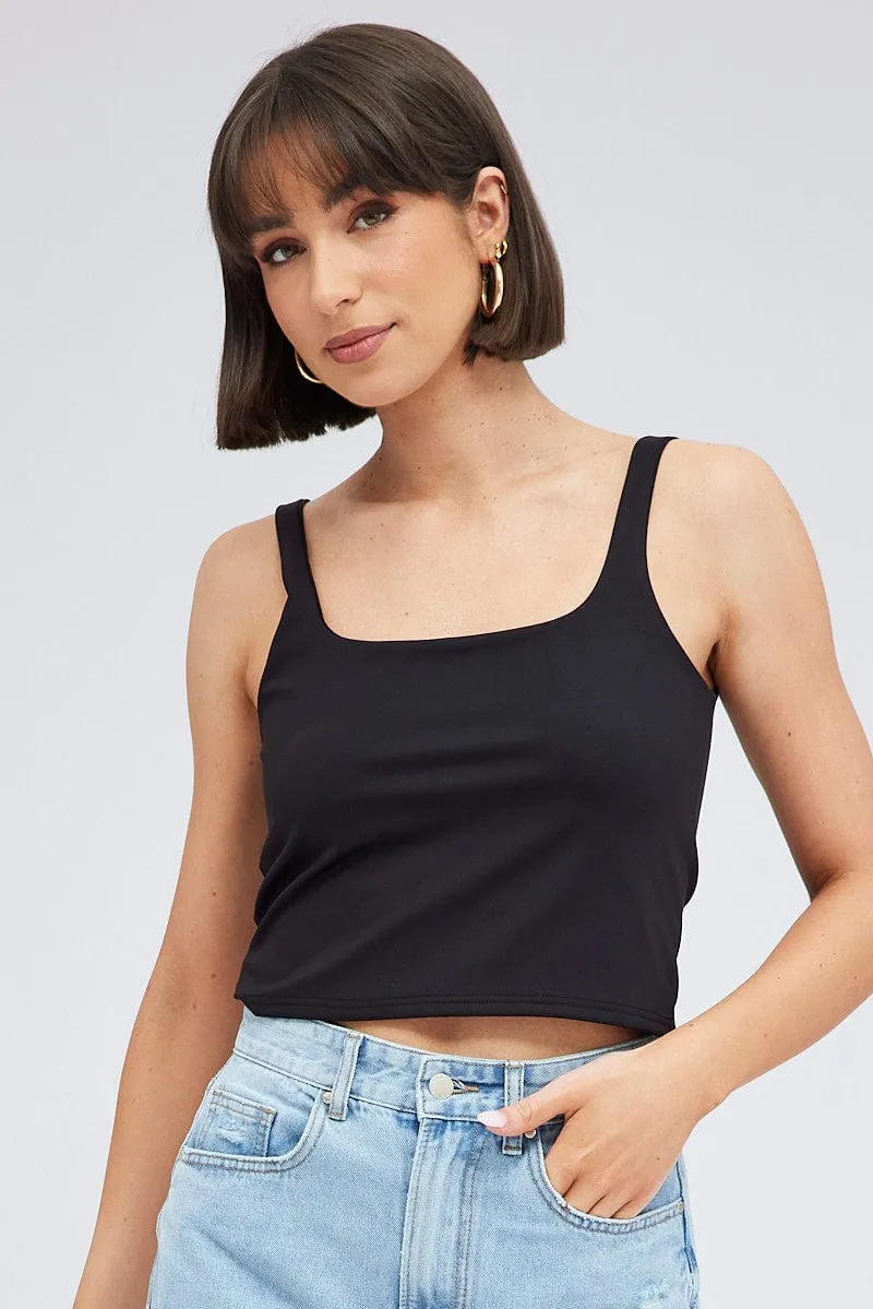 Black Tank Top Square Neck Supersoft sold by Ally Fashion product image thumbnail 3