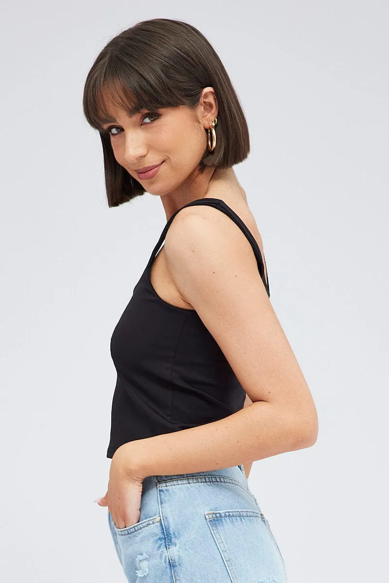 Black Tank Top Square Neck Supersoft sold by Ally Fashion product image thumbnail 4