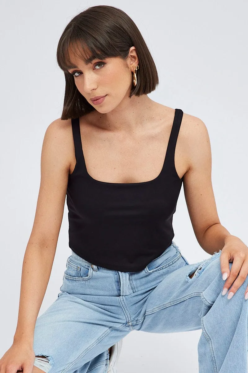 Black Tank Top Square Neck Supersoft sold by Ally Fashion