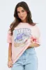 Pink Graphic Tee Short Sleeve Round Neck Print Jersey sold by Ally Fashion