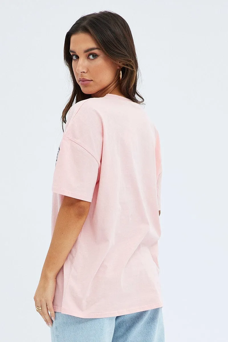 Pink Graphic Tee Short Sleeve Round Neck Print Jersey sold by Ally Fashion product image thumbnail 5