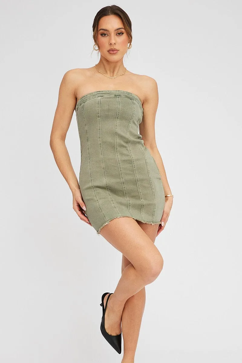 Denim Mini Dress Sleeveless Strapless Bodycon Denim sold by Ally Fashion
