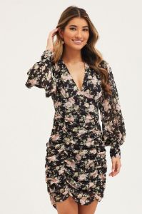 Print Dress Long Sleeve Mini Ruched sold by Ally Fashion