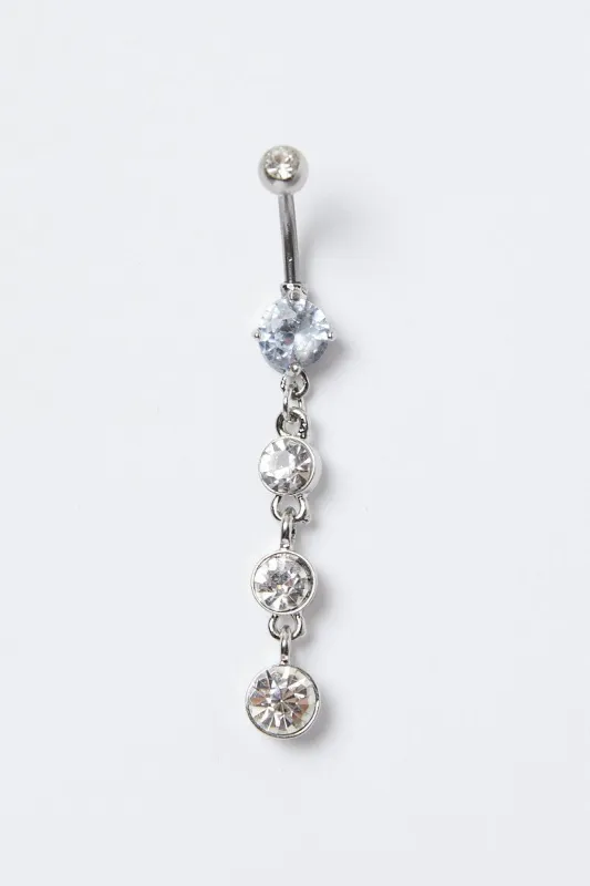 Silver Rhinestones Belly Ring sold by Ally Fashion