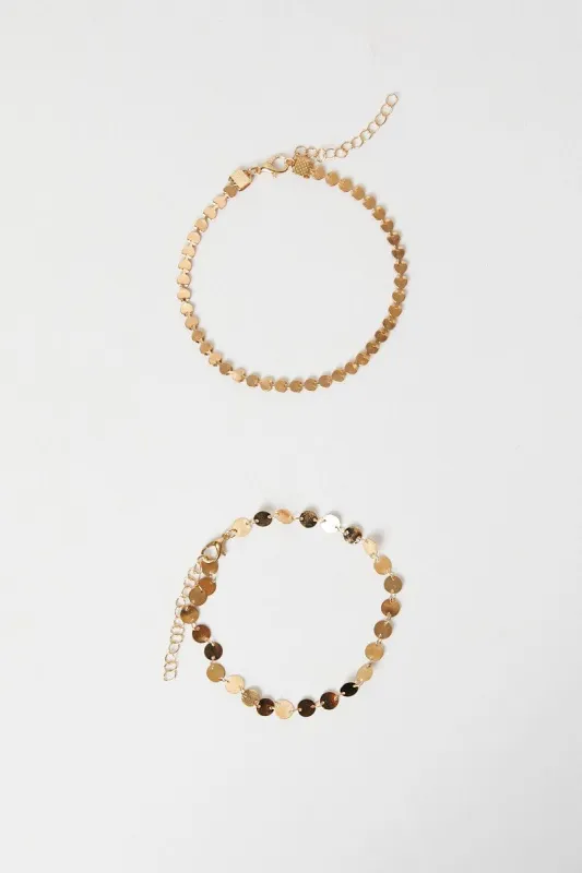 Gold 2 Row Chain And Disc Anklet sold by Ally Fashion
