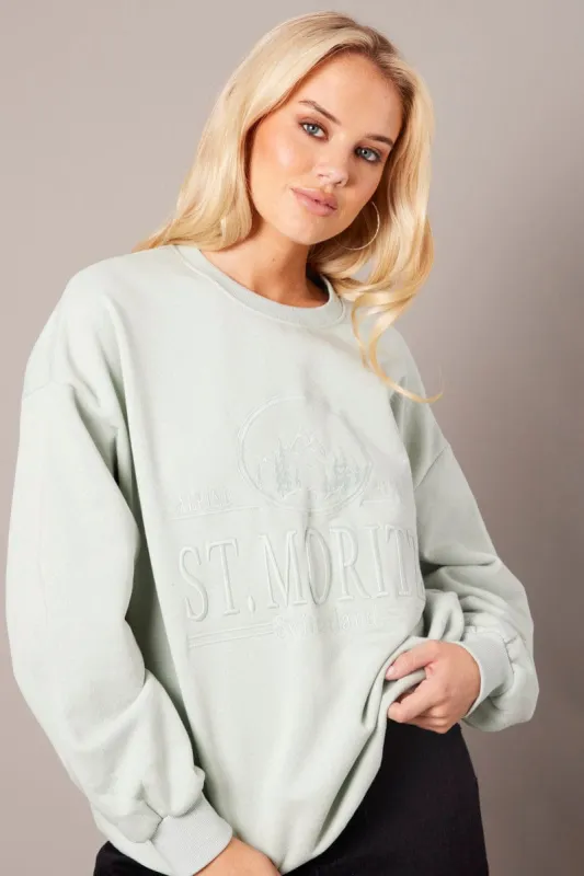 Green Graphic Sweater Long Sleeve sold by Ally Fashion