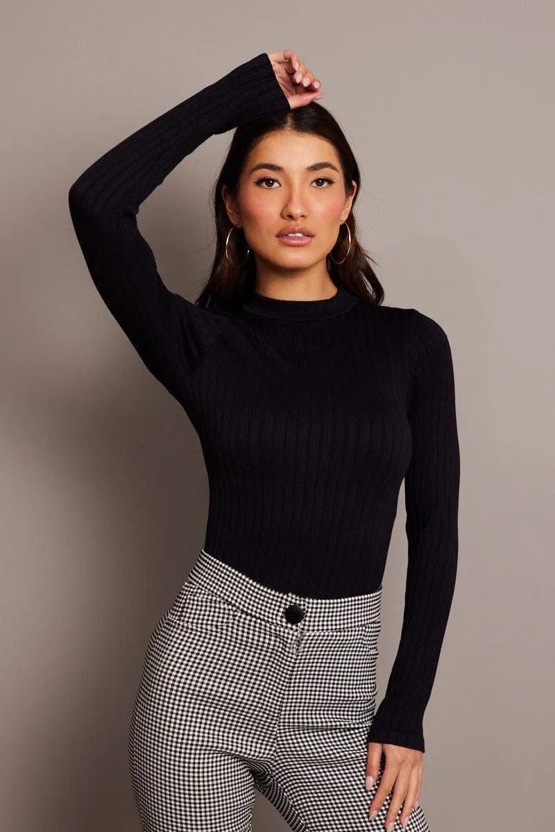 Black Top Long Sleeve High Neck Seamless sold by Ally Fashion