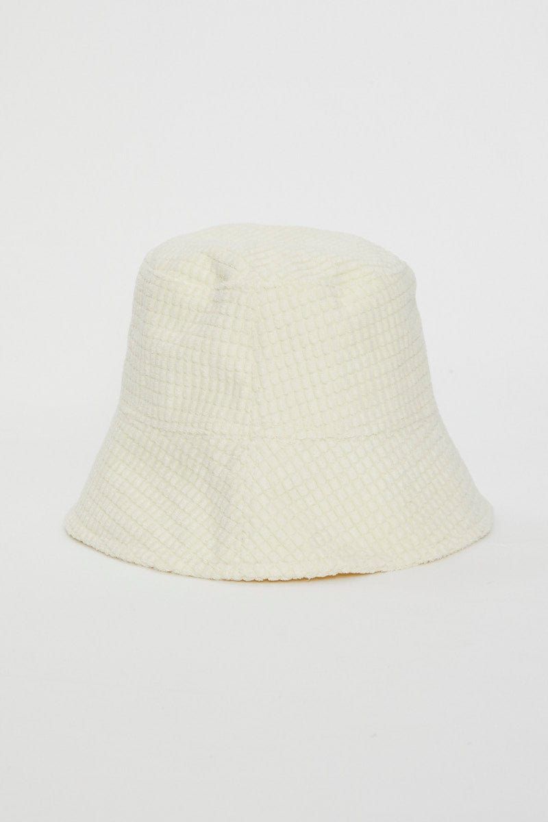 White Corduroy Bucket Hat sold by Ally Fashion product image thumbnail 4