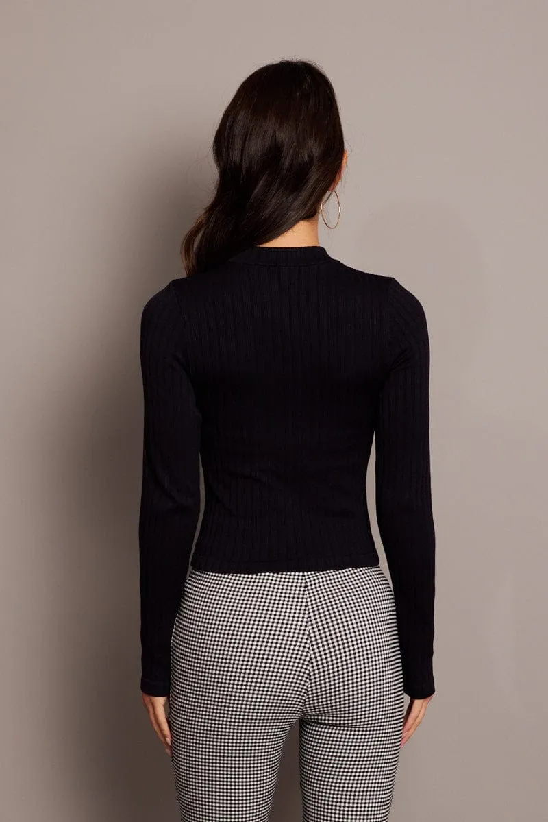 Black Top Long Sleeve High Neck Seamless sold by Ally Fashion product image thumbnail 5