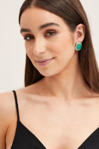 Green Squared Earrings sold by Ally Fashion