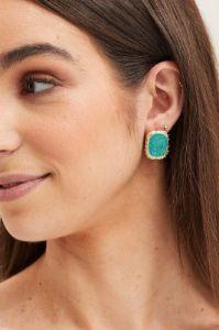Green Squared Earrings sold by Ally Fashion