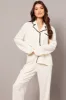 White Soft PJ Set Contrast Trim Long Leg Pyjama sold by Ally Fashion