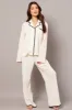 White Soft PJ Set Contrast Trim Long Leg Pyjama sold by Ally Fashion