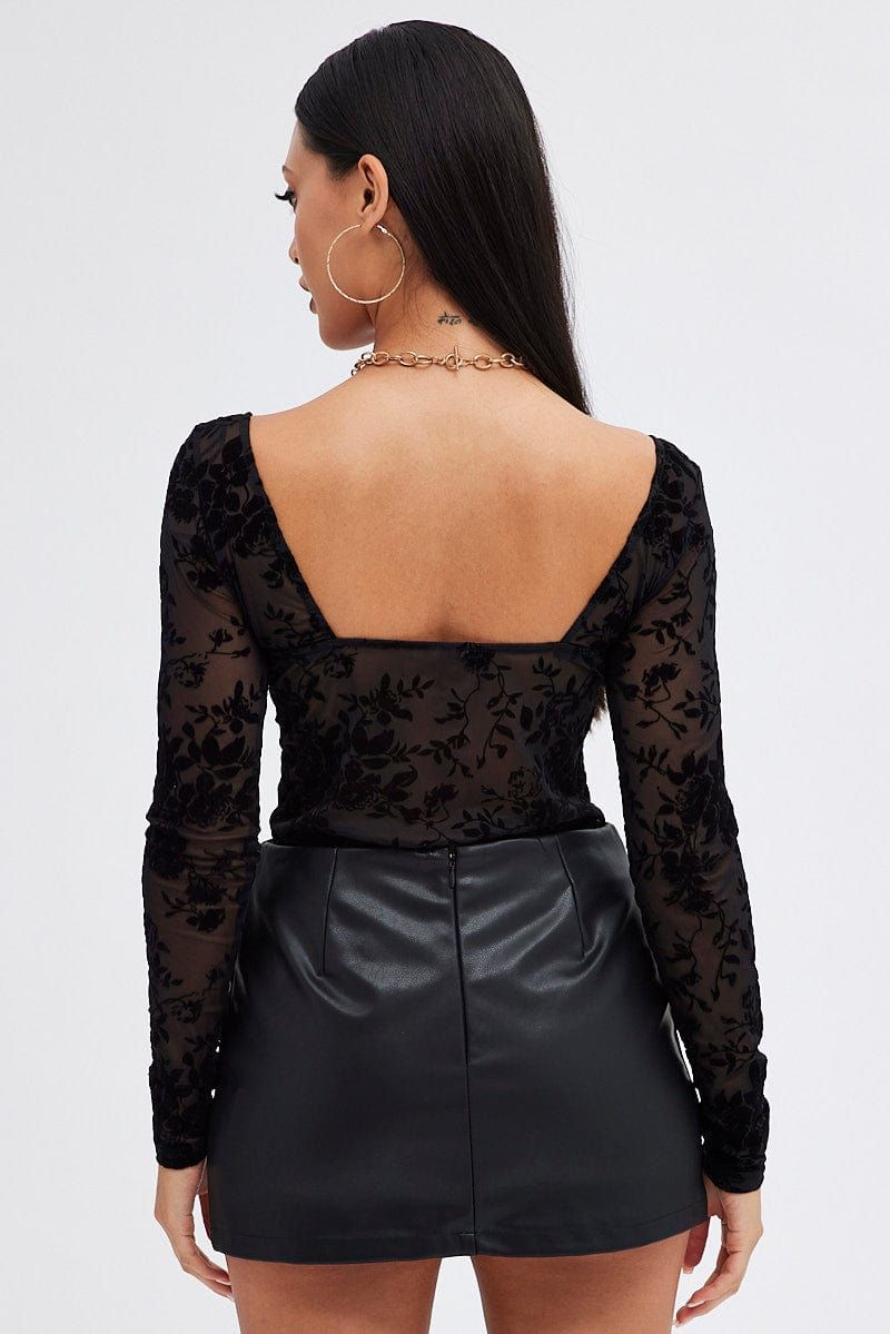 Black Mini Skirt Low Rise Faux Leather sold by Ally Fashion product image thumbnail 4