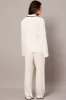 White Soft PJ Set Contrast Trim Long Leg Pyjama sold by Ally Fashion