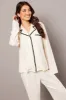 White Soft PJ Set Contrast Trim Long Leg Pyjama sold by Ally Fashion