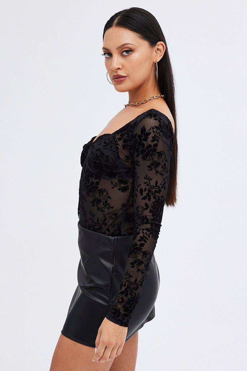 Black Mini Skirt Low Rise Faux Leather sold by Ally Fashion product image thumbnail 5