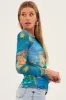 Blue Abstract Abstract Print Mesh Top sold by Ally Fashion