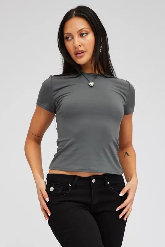 Grey Supersoft Top Short Sleeve sold by Ally Fashion