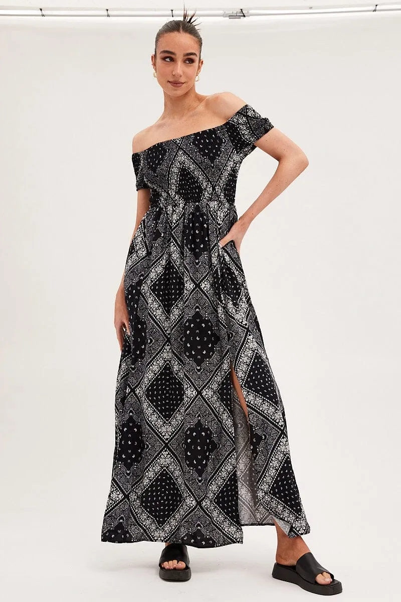 Black Boho Maxi Dress Off Shoulder sold by Ally Fashion product image thumbnail 3