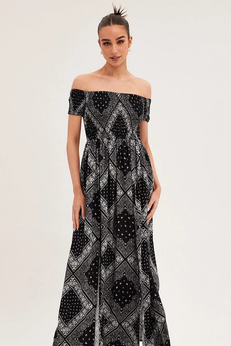 Black Boho Maxi Dress Off Shoulder sold by Ally Fashion product image thumbnail 2