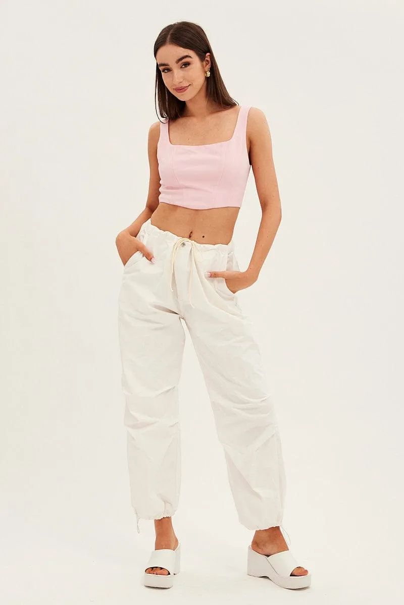 Pink Corset Top Shirred Back Sleeveless Crop Jersey sold by Ally Fashion product image thumbnail 2