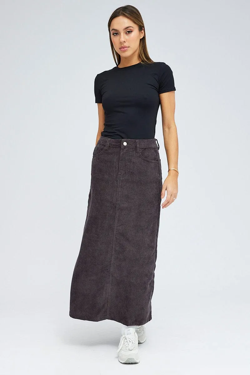 Black Maxi Skirt High Rise A-line Corduroy sold by Ally Fashion product image thumbnail 3
