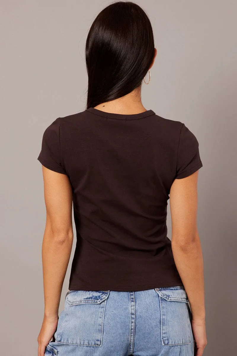 Brown Graphic Tee Short Sleeve sold by Ally Fashion product image thumbnail 5