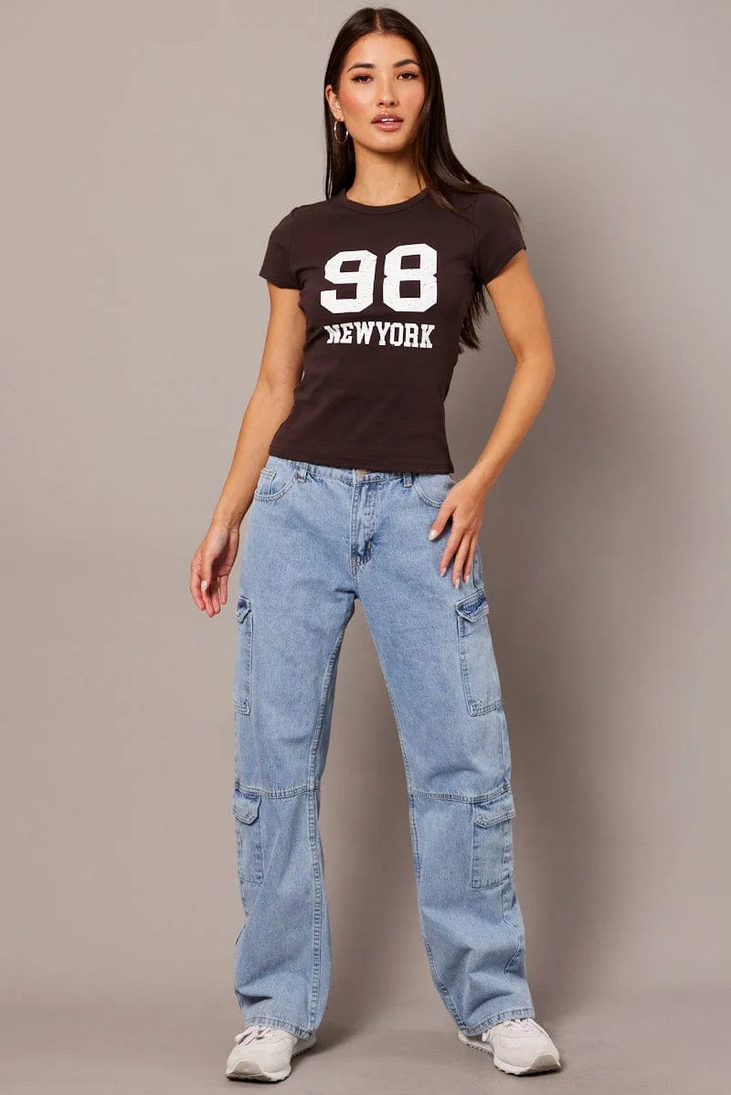 Brown Graphic Tee Short Sleeve sold by Ally Fashion product image thumbnail 2