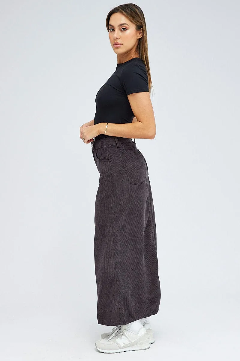 Black Maxi Skirt High Rise A-line Corduroy sold by Ally Fashion product image thumbnail 4