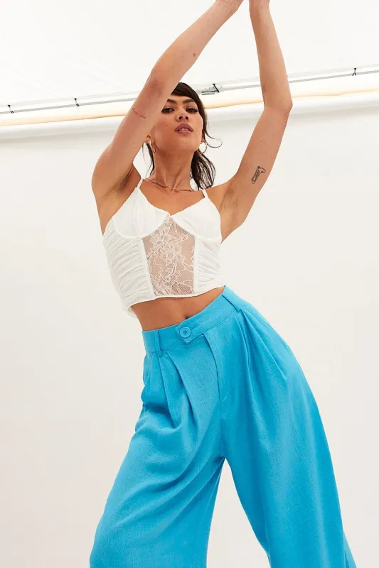 White Singlet Sleeveless Sweetheart Crop Lace sold by Ally Fashion