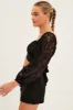 Black Crop Top Long Sleeve Sweetheart Neckline Lace sold by Ally Fashion