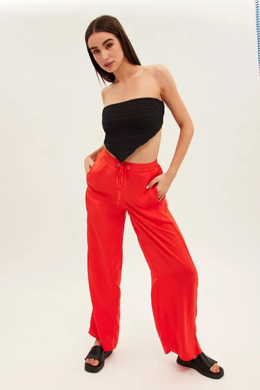 Orange Full Length Fluid Pant sold by Ally Fashion