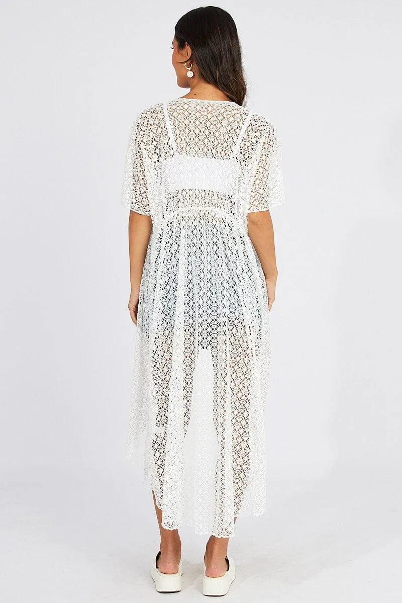 White Crochet Cardigan Short Sleeve sold by Ally Fashion product image thumbnail 5