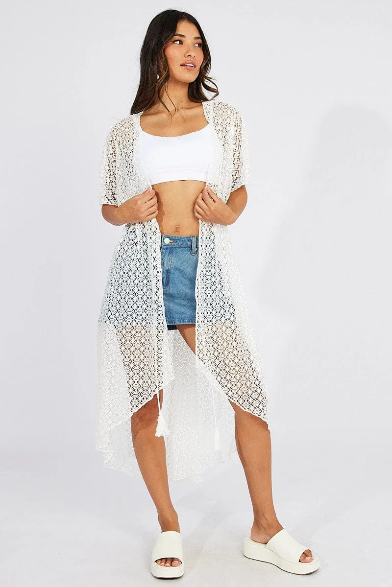 White Crochet Cardigan Short Sleeve sold by Ally Fashion product image thumbnail 3