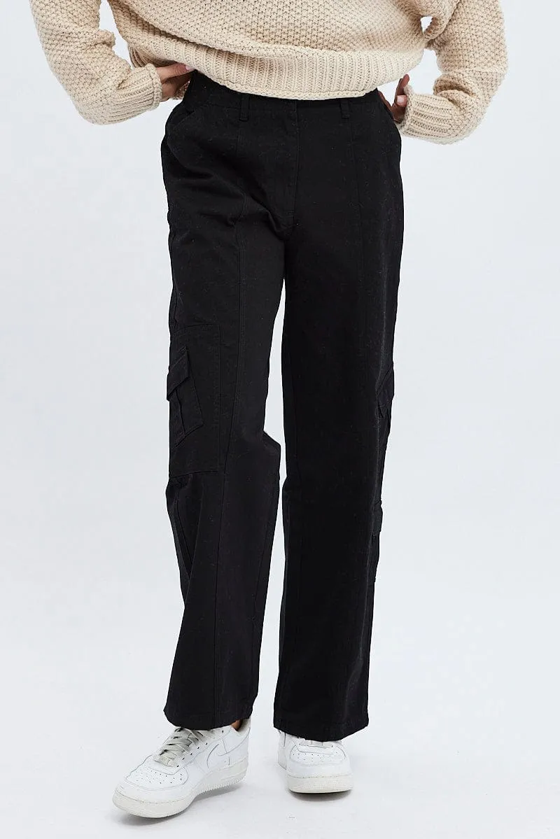 Black Cargo Pants Low Rise sold by Ally Fashion product image thumbnail 2