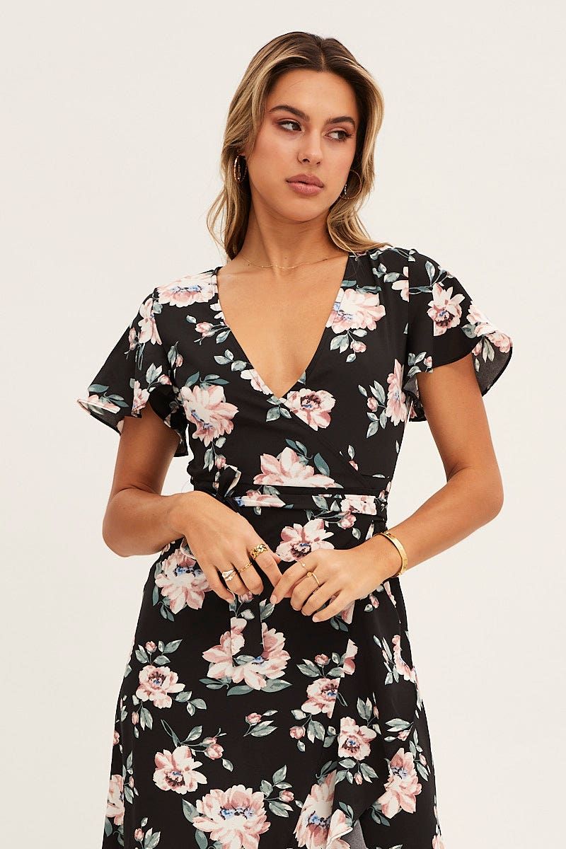 Print Wrap Midi Dress sold by Ally Fashion product image thumbnail 2