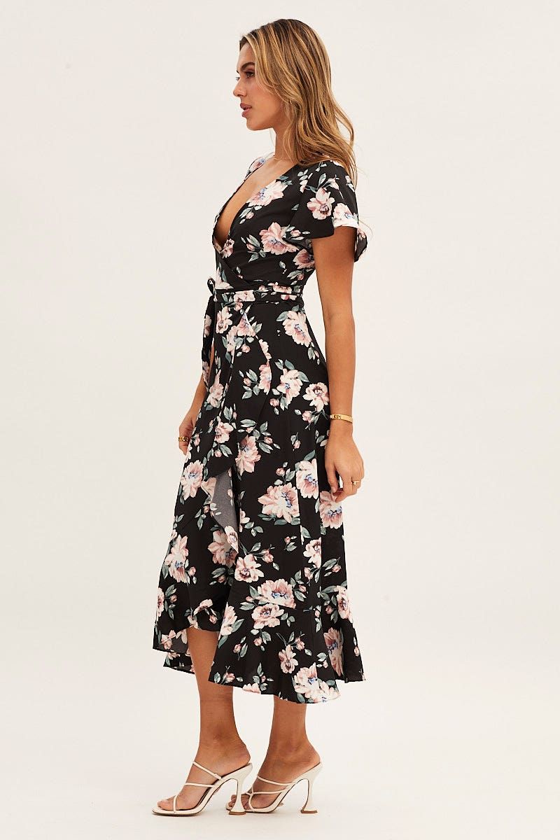 Print Wrap Midi Dress sold by Ally Fashion product image thumbnail 4