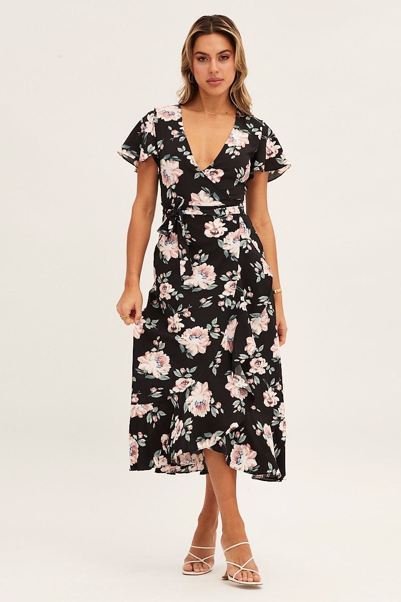 Print Wrap Midi Dress sold by Ally Fashion product image thumbnail 3