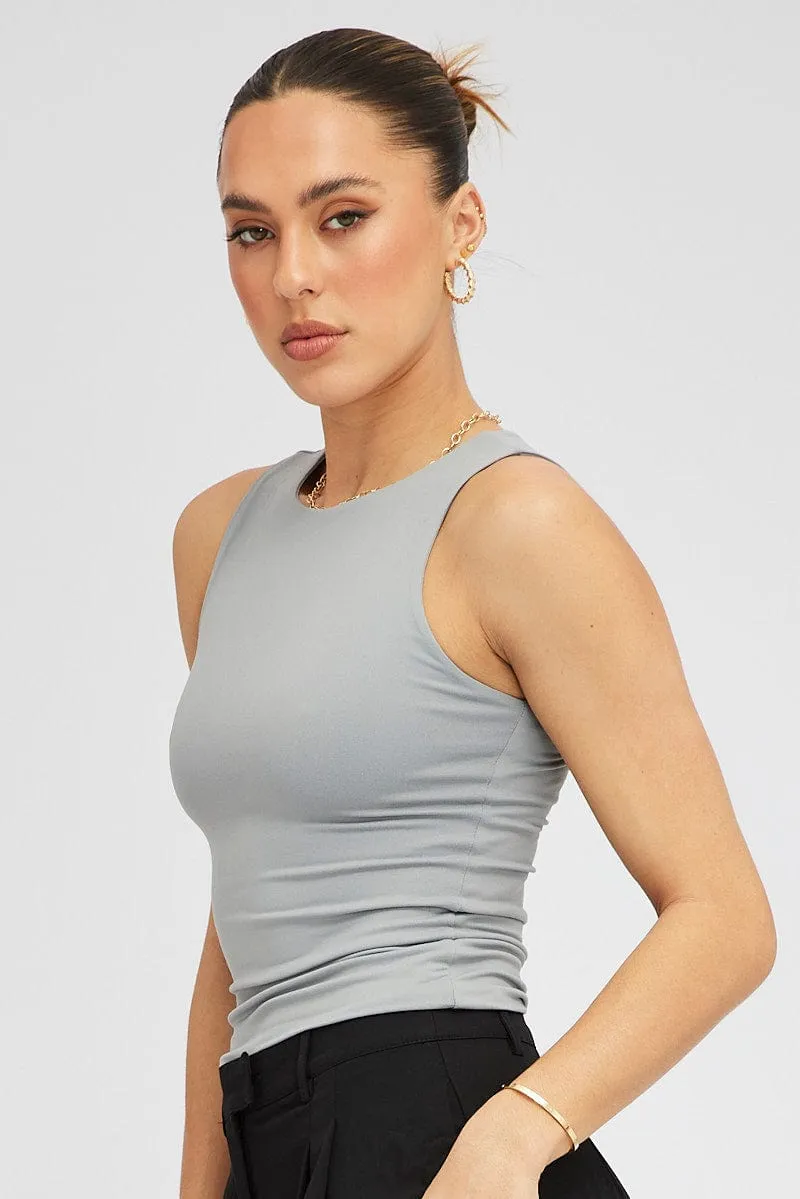 Grey Supersoft Tank Sleeveless sold by Ally Fashion product image thumbnail 4