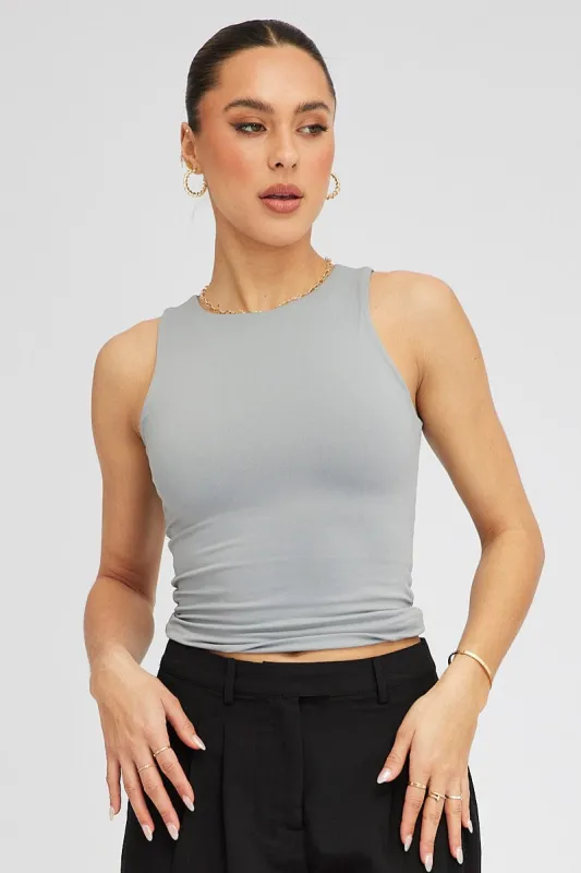 Grey Supersoft Tank Sleeveless sold by Ally Fashion